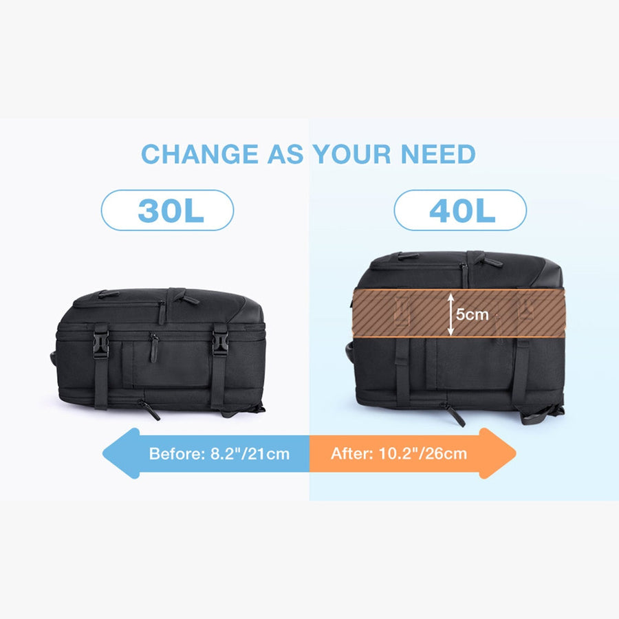 Sac à dos de voyage extensible Falco 40L approuvé par les compagnies aériennes 